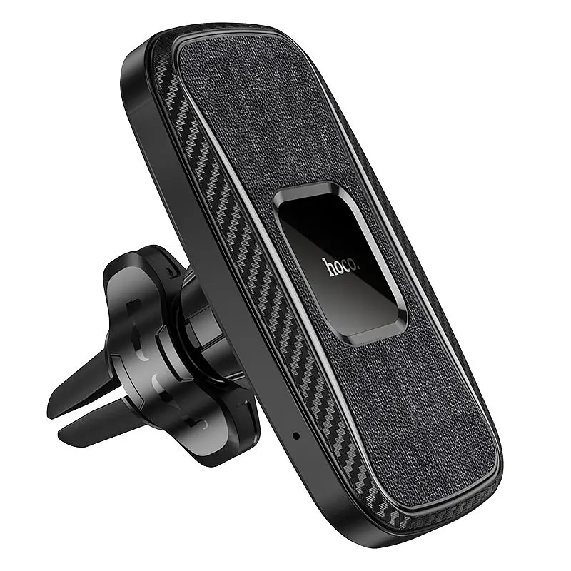 Автотримач із бездротовою зарядкою HOCO CA75 Magnetic 15W / 7.5W / 10W Чорний-карбон PU шкіра - фото 5