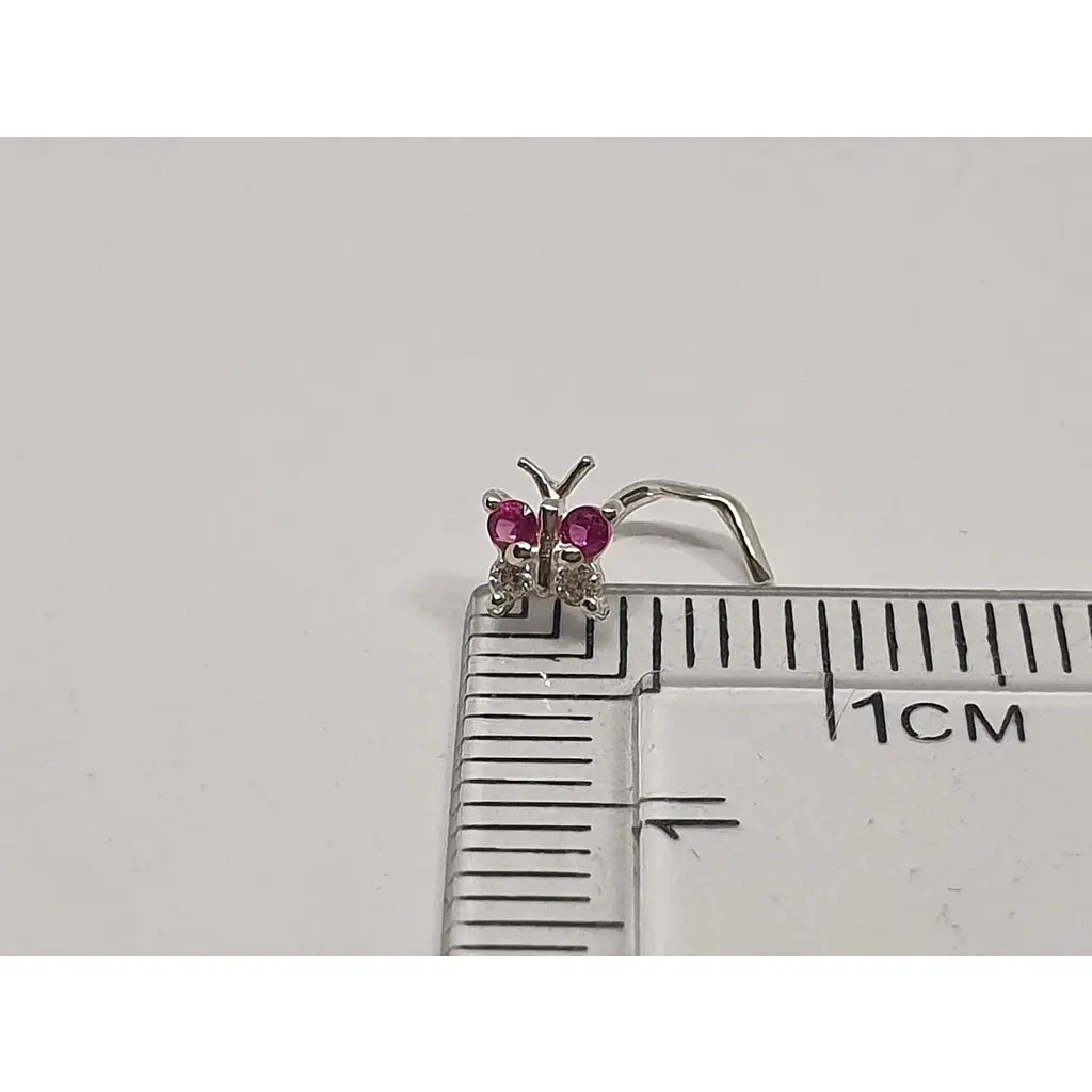 Серебряная серьга-пирсинг в нос Dear. 1041.4С Розовый - фото 4