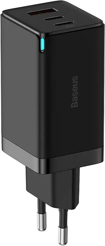 Мережевий зарядний пристрій Baseus GaN5 Pro 2C+U 65W EU with Type-C to Type-C 1m black (CCGP120201) - фото 2