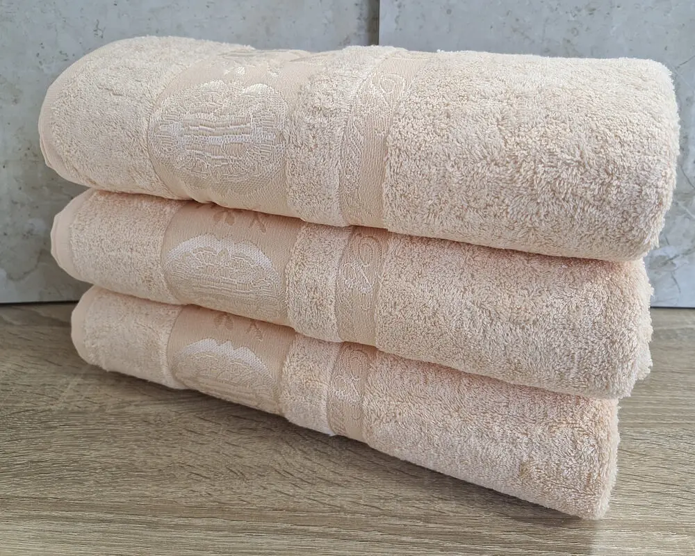Набір турецьких бамбукових махрових рушників Zeron 3 штуки 70х140 Bamboo Peach - фото 2
