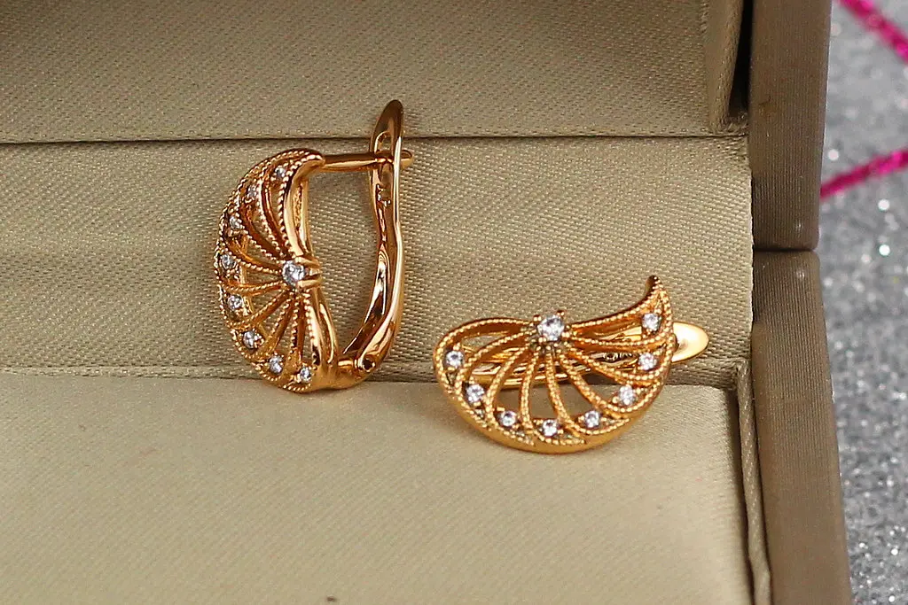 Сережки Xuping Jewelry апельсинові часточки 1.5 см золотисті - фото 2