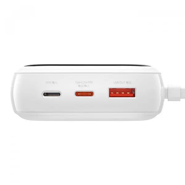 Внешний акб Baseus Qpow Digital Display (With Type-C Cable) 20000mAh PPQD-I02 белый - фото 4