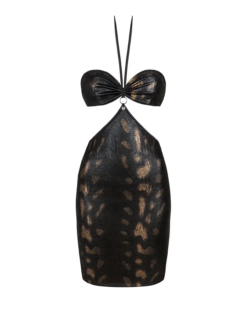 Сукня під зміїну шкіру Obsessive Vivianty dress M/L, чорна - фото 5