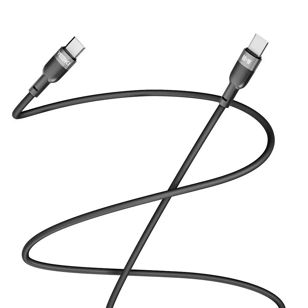 Кабель для заряджання та обміну даними USB Yoki YK-SI50 SILICONE Series Type-C to Type-C 60W 3A/20V 1.2 м Чорний - фото 7