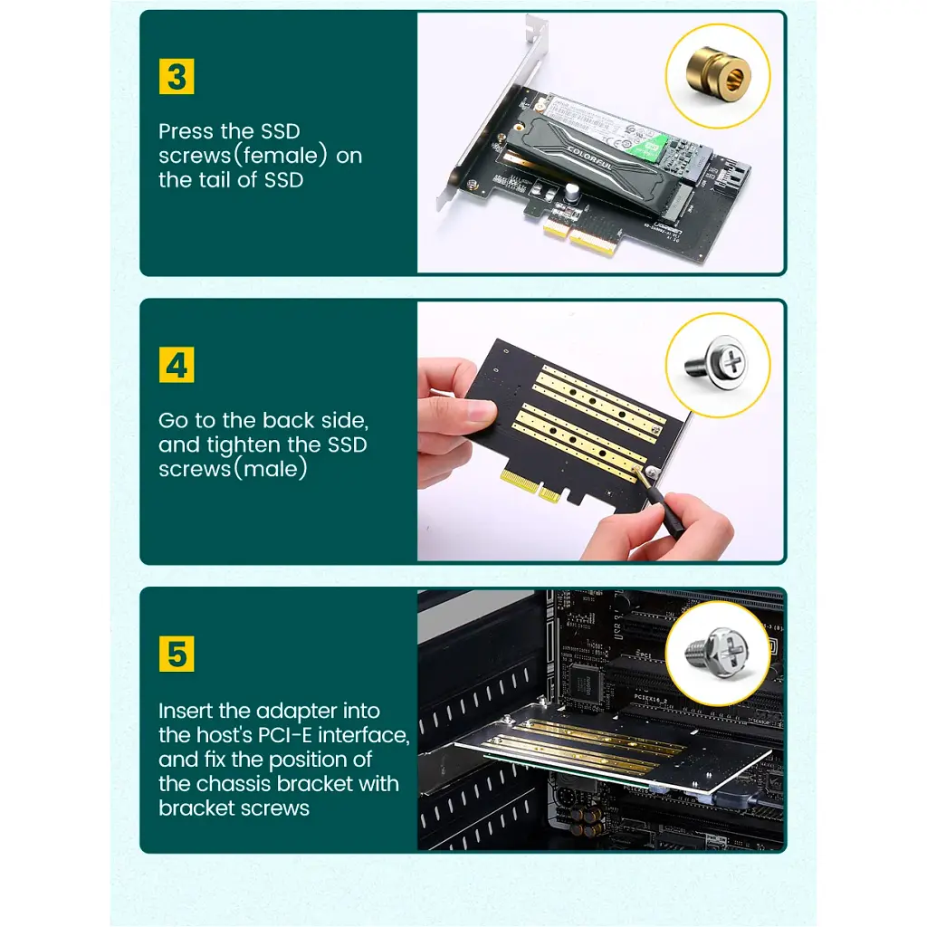 Контролер Ugreen PCI-E 3.0 for SSD M.2 NVMe + M.2 NGFF CM302 (70504) - фото 9