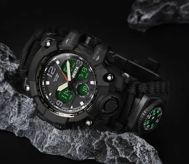 Наручний годинник чоловічий з компасом Besta Life Pro AllBlack Чорний (3085) - фото 5