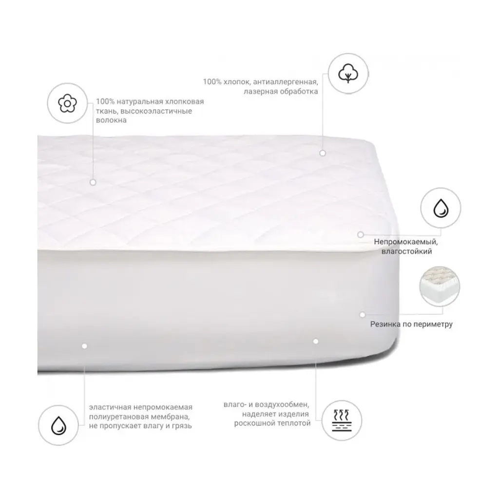 Наматрацник MirSon 954 Natural Line Стандарт Eco 140x190 см (2200000837387) - фото 3
