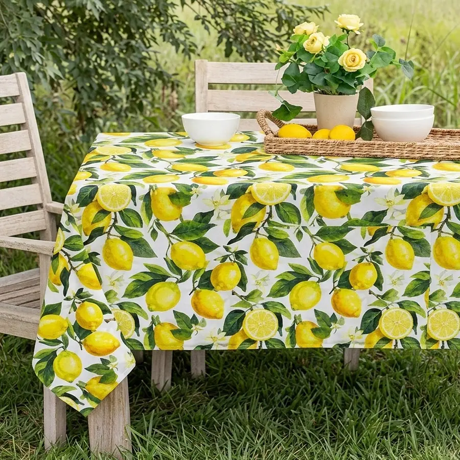 Скатертина Ardesto Sicilian Lemons зелений 120 х 140 см (ART07LM) - фото 1