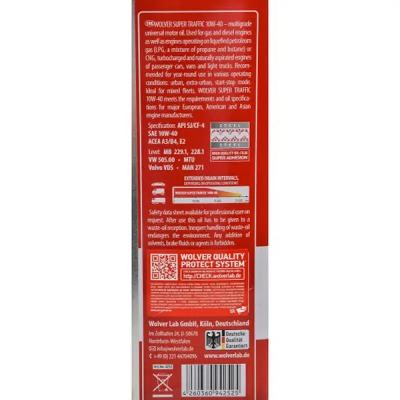 Моторна олива Wolver Super Traffic 10W-40 4л (4260360942525) - фото 4