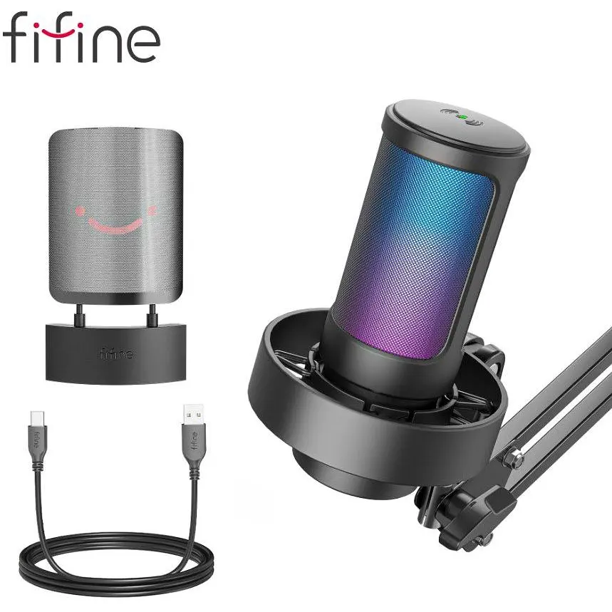 Микрофон конденсаторный с пантографом Fifine A-8T AmpliGame USB Black - фото 4