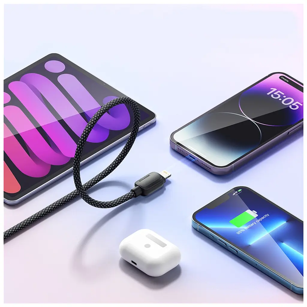 Дата кабель USB-C to Lightning 1.0m 20W black Essager (EXCTL-WL01-P) - фото 4