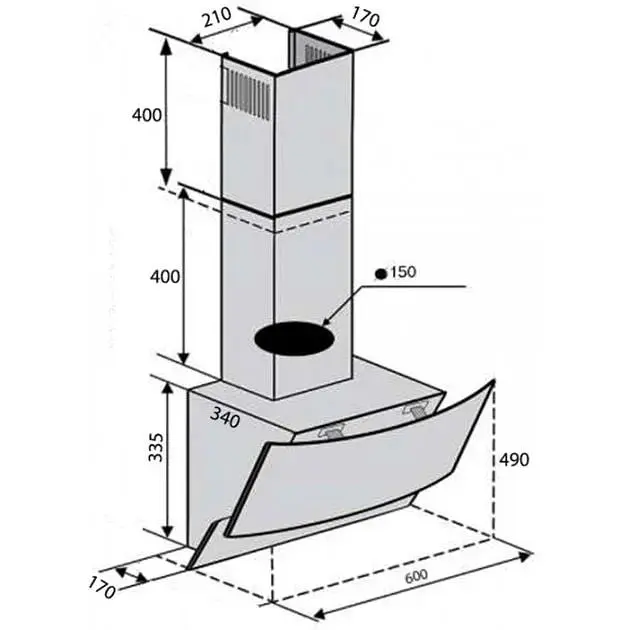 Витяжка декоративна Ventolux Wave 60 BK (900) TRC - фото 6