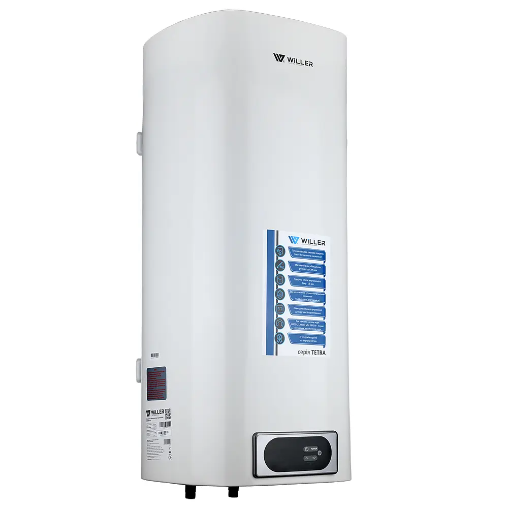 Водонагреватель Willer Tetra 2 кВт, сухой ТЭН, 50 л, прямоугольный, вертикальный, белый (EV50DRI) - фото 2