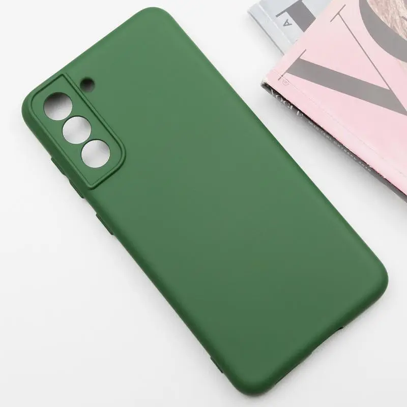 Чехол TPU Getman Liquid Silk Full Camera для Samsung Galaxy S21 Зеленый / Dark green - фото 2