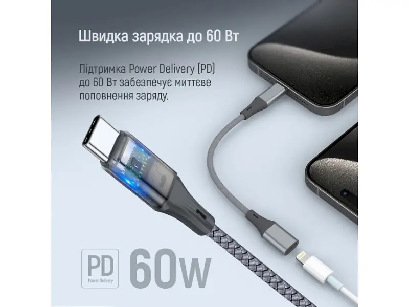 Адаптер ColorWay USB-C to Lightning 0.175м Gray (CW-AD-CL) - фото 7