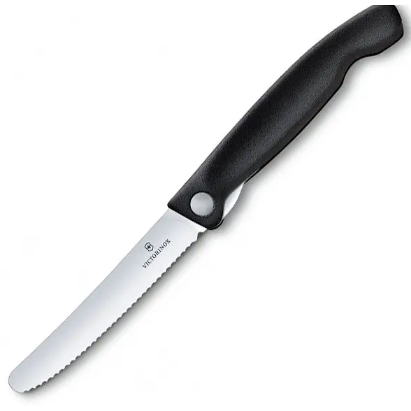 Кухонний ніж Victorinox SwissClassic Foldable Paring лезо 11см хвил. з чорн. ручкою (блістер)