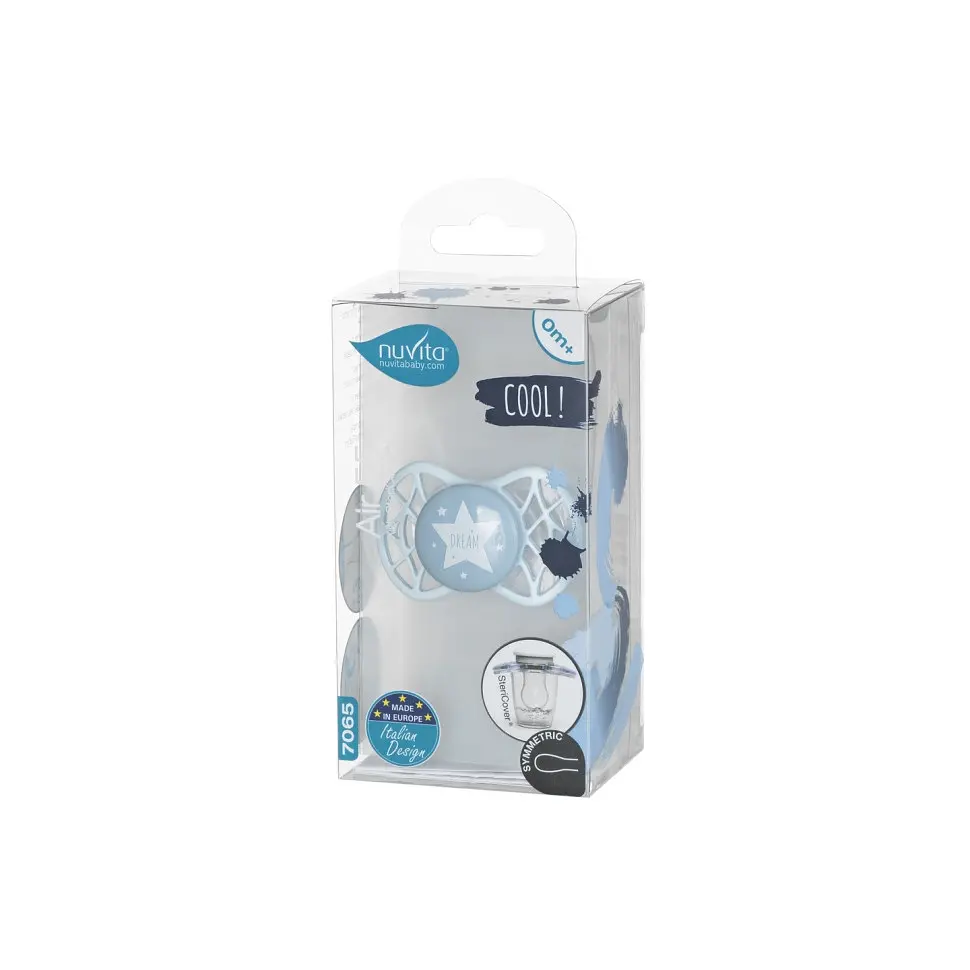 Пустышка Nuvita 7065 Air55 Cool симметрическая 0m+ звезда голубая NV7065BS - фото 3