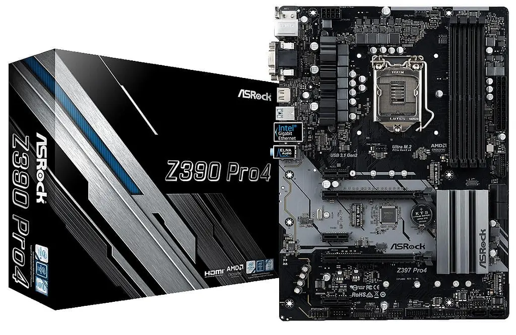 Материнская плата AsRock Z390 Pro4 (Z390 Pro4) (Socket 1151 v2, Intel Z390, ATX) Б/у - фото 4