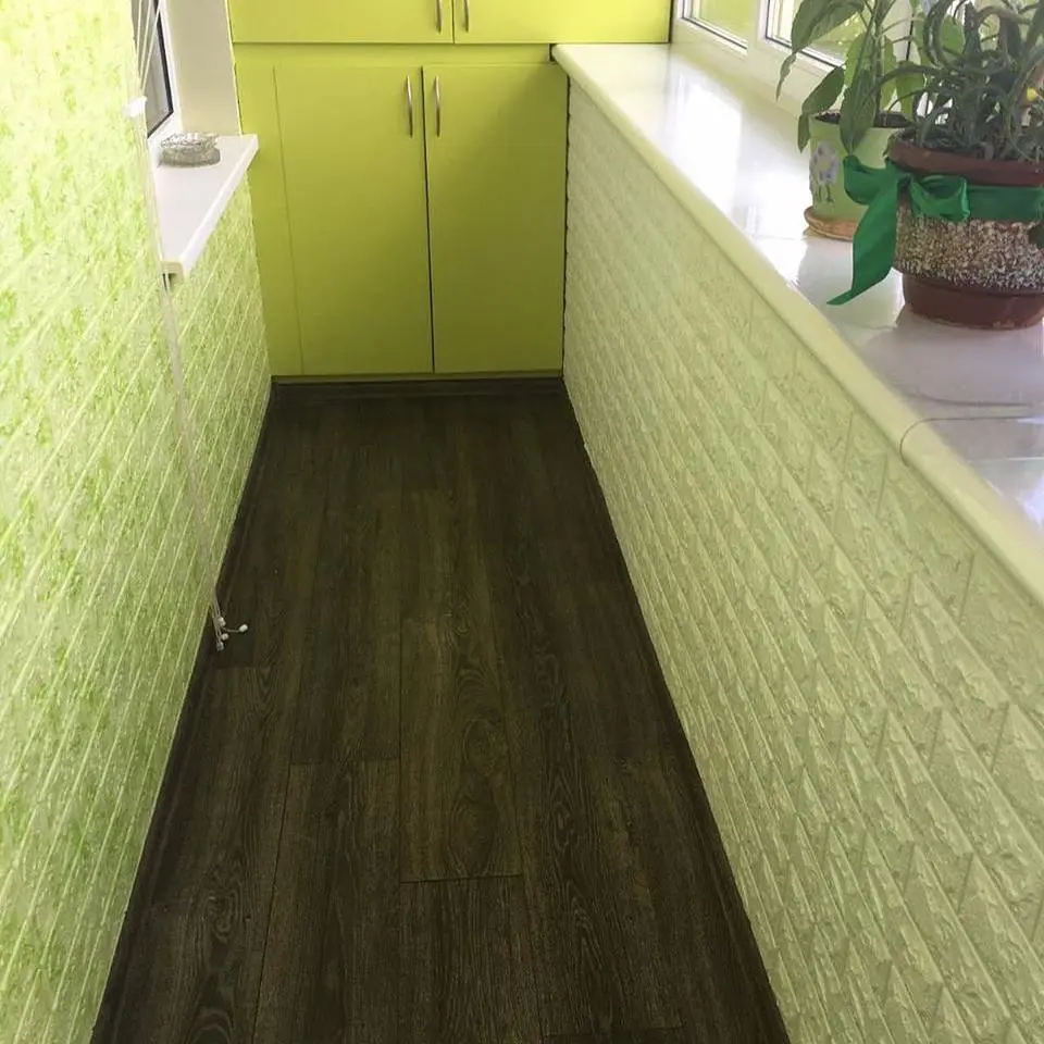 Самоклейка декоративна 3D панель 3D Loft під цеглу салатовий мармур 700x770x5мм - фото 2
