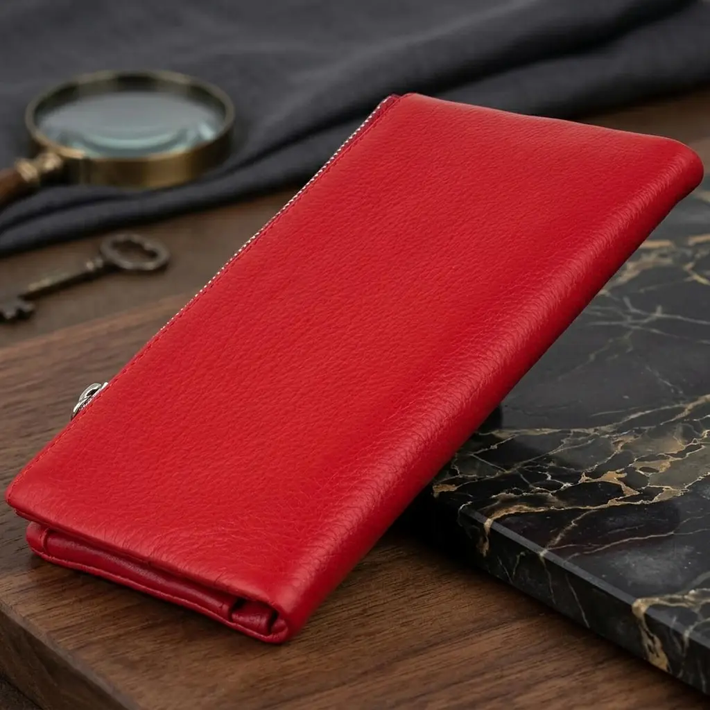 Вертикальний гаманець на кнопці жіночий ST Leather 19202 червоний - фото 4