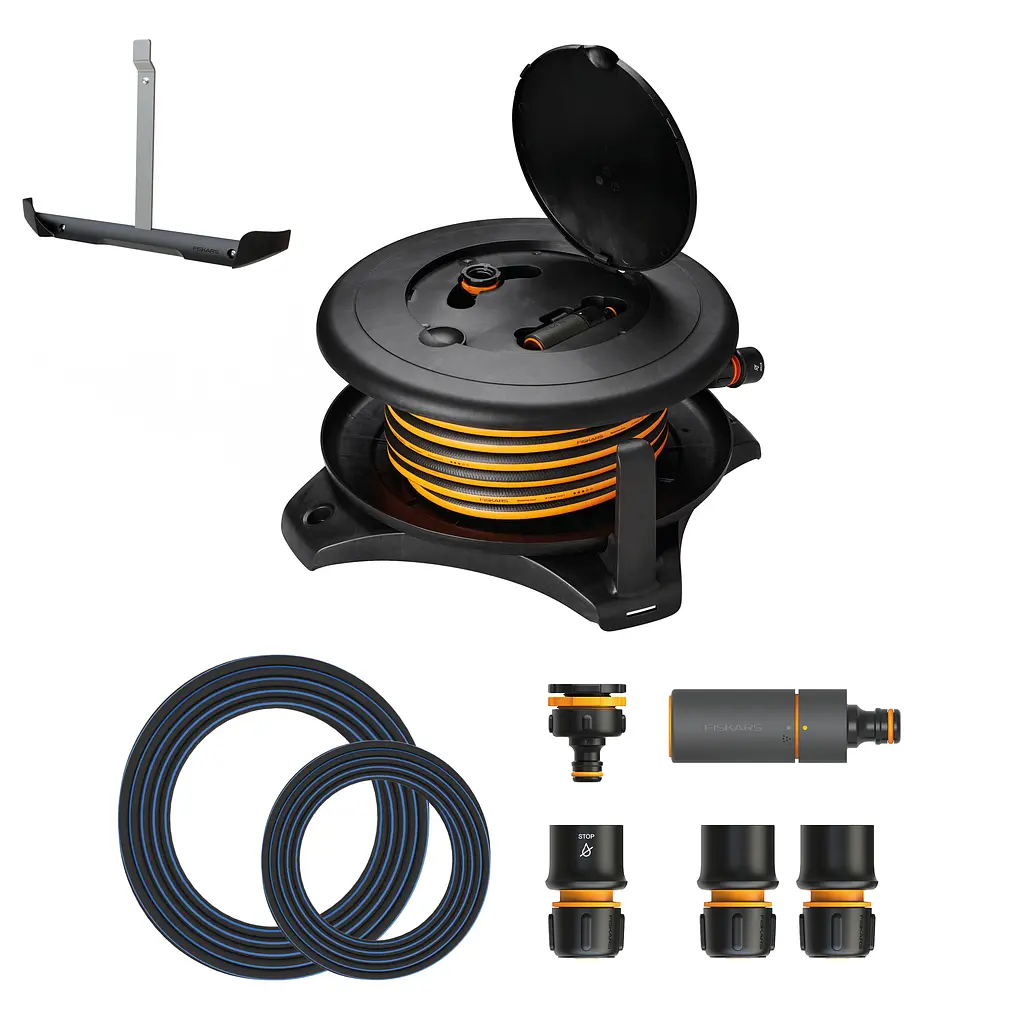 Котушка зі шлангом Fiskars Solid Waterwheel M (1/2"), 20 м + настінне кріплення (1059608)