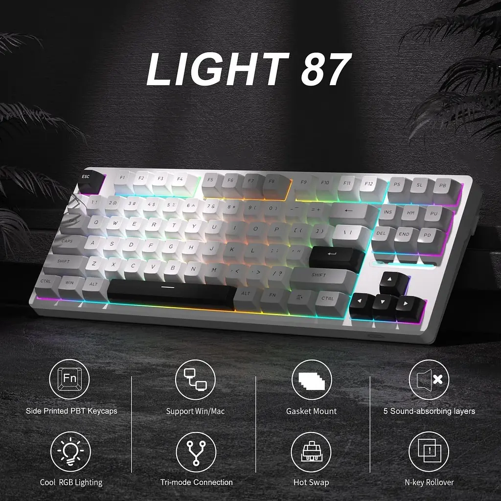 Клавіатура MageGee Light 87 RGB Blue Whale Switch Wireless (6971969728431-UA) Star White (G-000003944) - фото 2