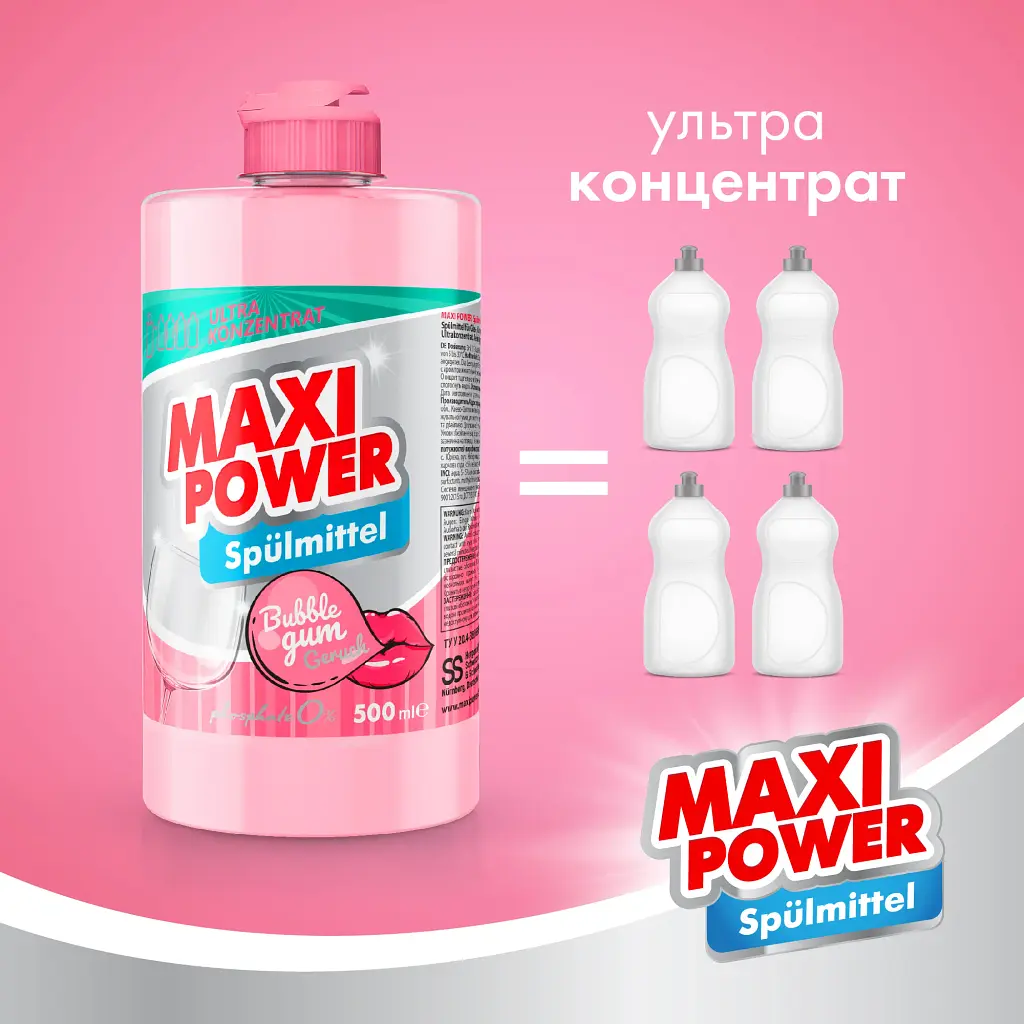 Засіб для миття посуду Maxi Power Бабл Гам 500 мл - фото 2