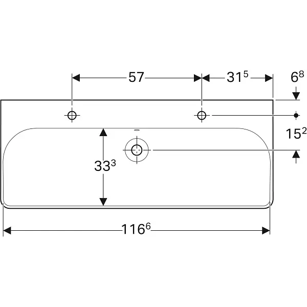Раковина Geberit Smyle Square 120x48 на 2 змішувача 500.253.01.1, Білий - фото 4