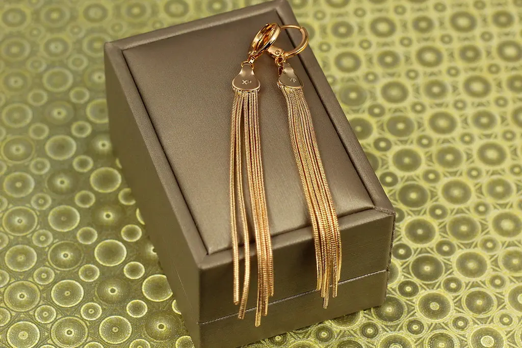 Сережки Xuping Jewelry підвіски позначки 9 см золотисті - фото 2