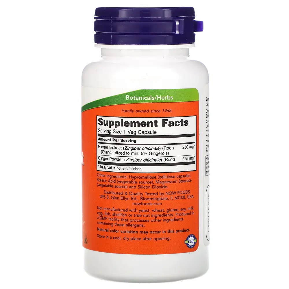 Натуральна добавка NOW Ginger Root 250 mg, 90 вегакапсул - фото 2