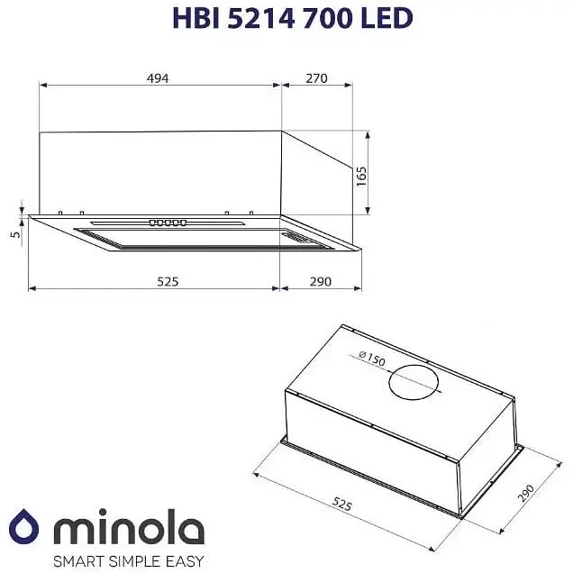 Витяжка вбудована Minola HBI 5214 BL 700 LED - фото 7