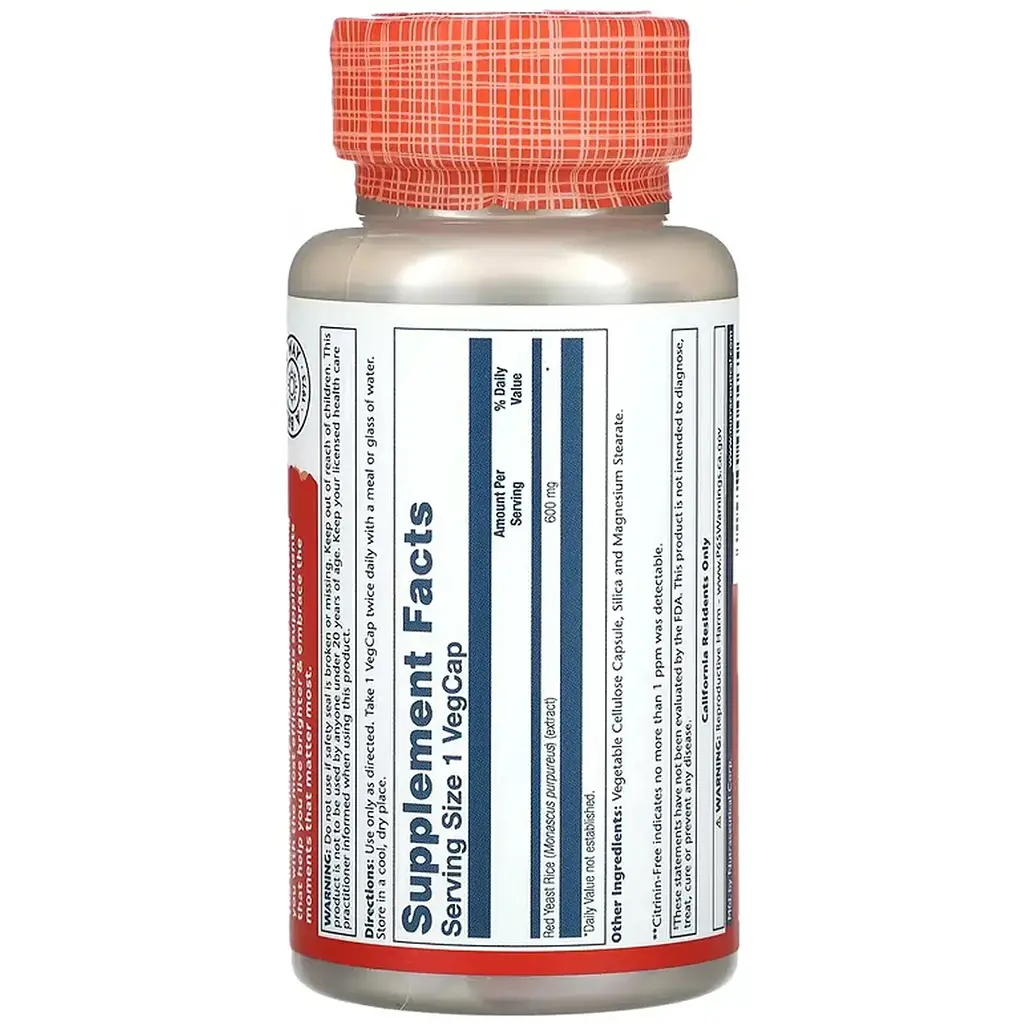 Червоний дріжджовий рис Solaray Red Yeast Rice 600 мг 45 веганських капсул - фото 2