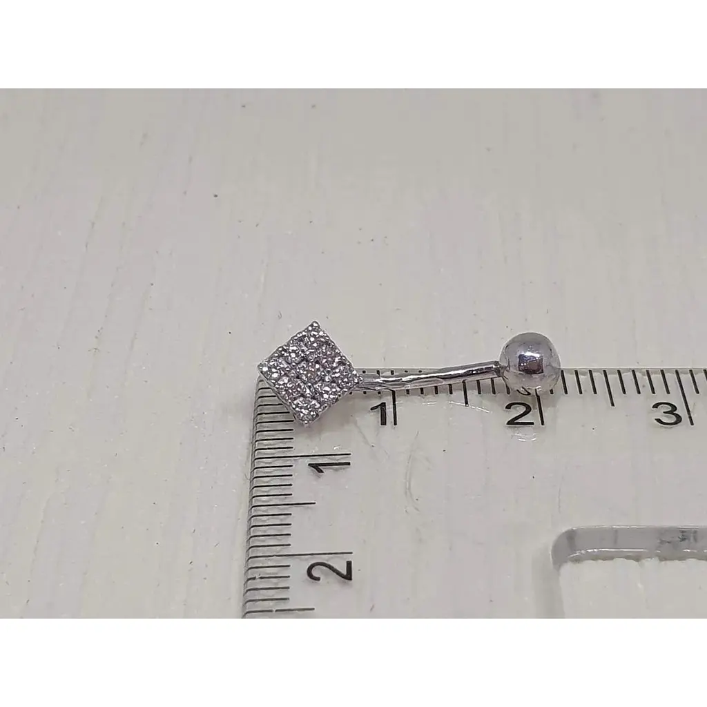 Серебряная серьга для пирсинга Астор пупка с фианитами. 818-2112Р - фото 3