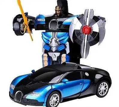 Машинка Трансформер Bugatti Size 18 см Robot Car синя з пультом - фото 3