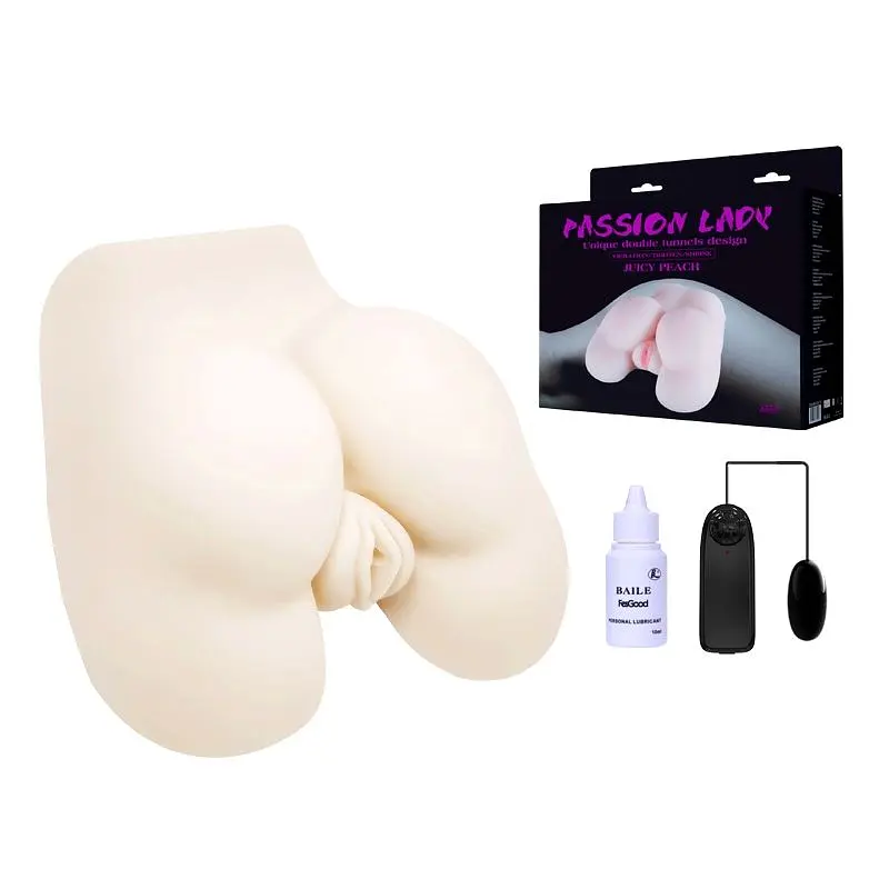 Мастурбатор Baile Pussy Anal Double Tunnels Vibrat. Eggs з вібрацією, 19 см (тілесний)