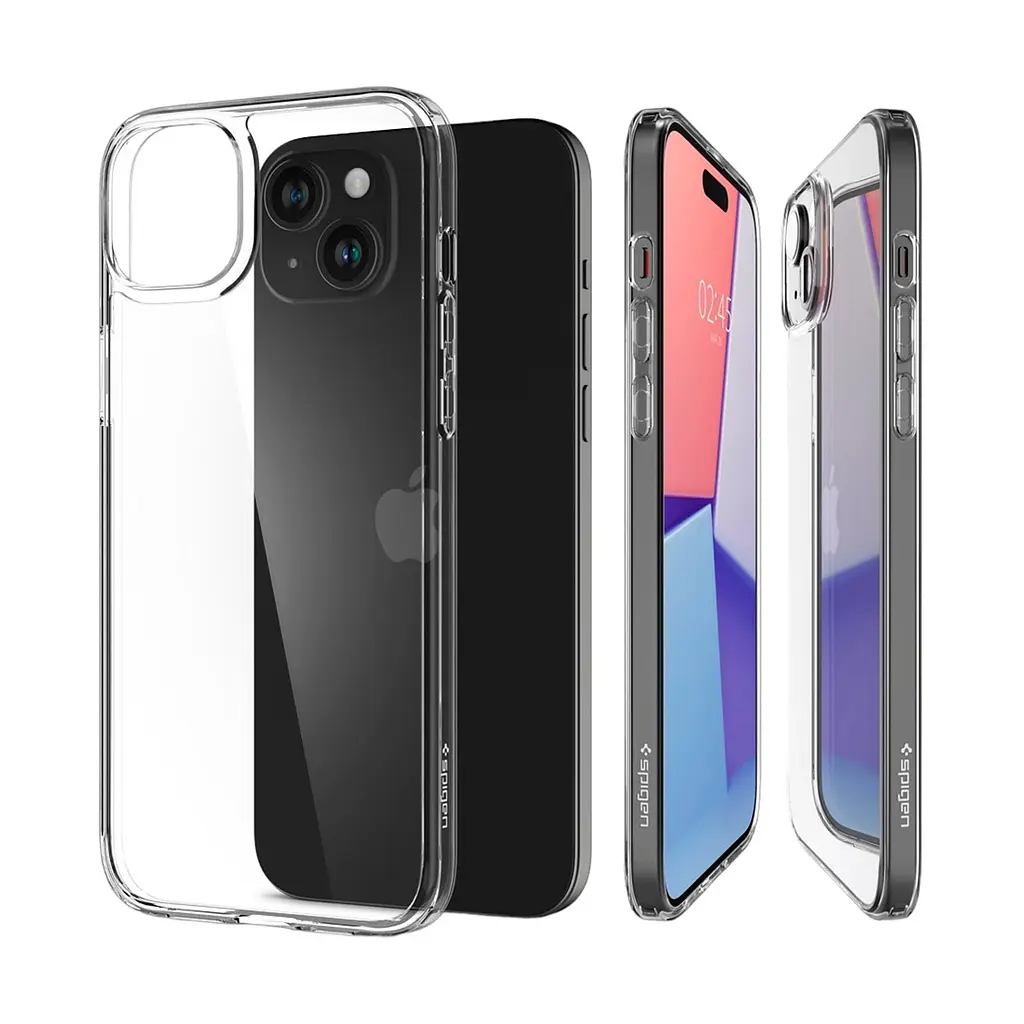 Чехол Spigen Air Skin Hybrid для iPhone 15 Plus Crystal Clear (ACS06645) + защитное стекло - фото 2