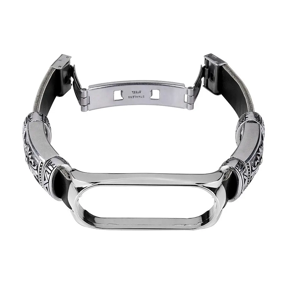Ремешок винтажный Carprie для фитнес-браслета Xiaomi Mi Band 7 Type B Black silver - фото 4