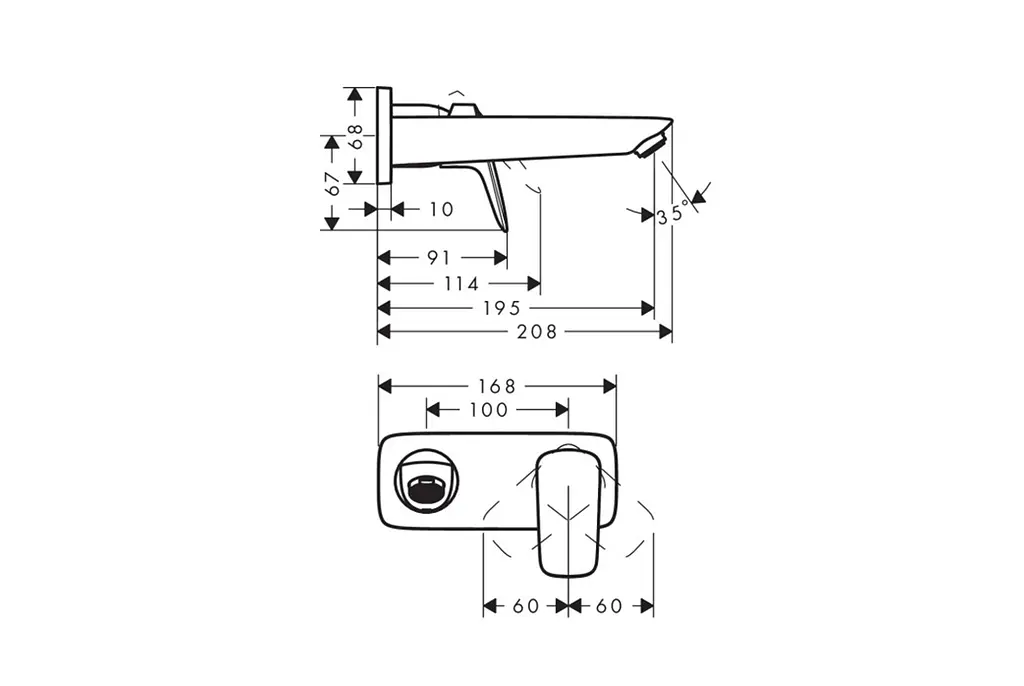 Змішувач для умивальника Hansgrohe Logis настінний matt black 71220670 - фото 3