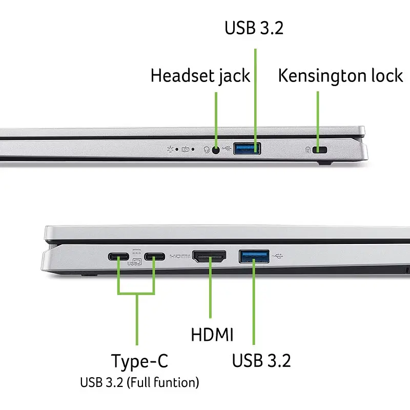 Ноутбук Acer 15.6'' Aspire Go 15 AG15-71P, FHD IPS, процессором Intel Core i5-13420H (12M Cache, 4.60 GHz), 16GB DDR5, 1TB SSD, Intel UHD, No OS, Pure серебряный - фото 7