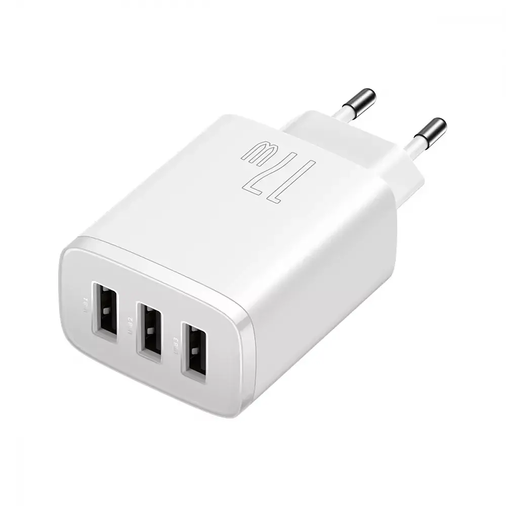 Блок питания Baseus Compact 17W (3 USB) белый зарядное устройство - фото 2