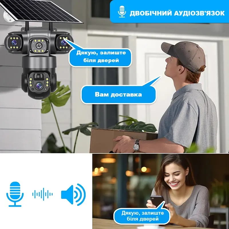 Вулична 4G камера VTS28-G 15Мп  з 3 лінзами  сонячна панель зарядки акумулятор 8000мАг  PIR сенсор руху - фото 6