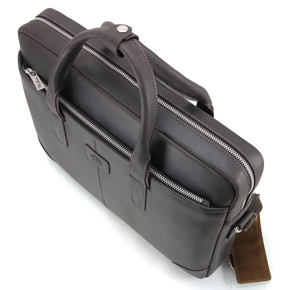 Сумка кожаная для ноутбука 15,6', MacBook 16' Tom Stone коричневая 717 CBR - фото 6