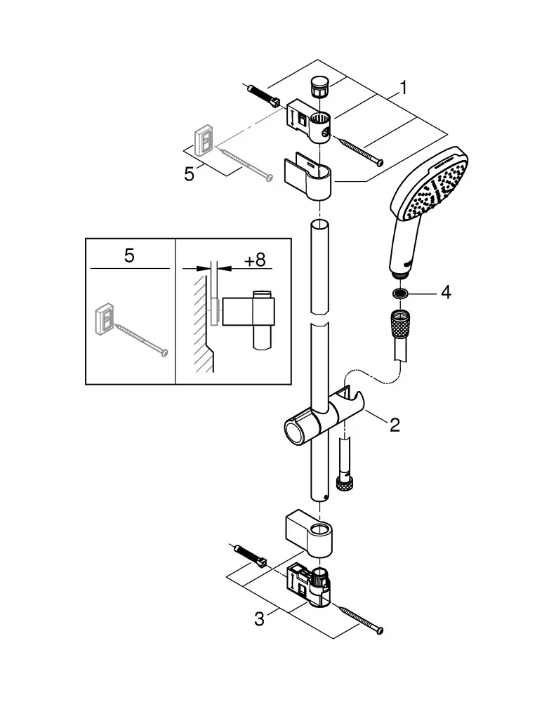 Душовий гарнітур Grohe Tempesta Cube 2 режими струменя 110 26908003, Хром - фото 9