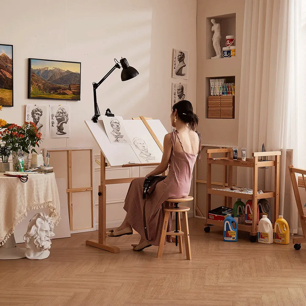 Стіл художній креслярський Meeden 6063, 90x60x84 см, дерев'яний, регульована висота - фото 9