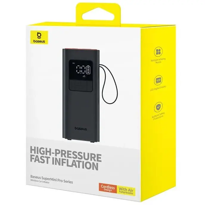 Автомобильный компрессор Baseus SuperMini Pro портативный аккумуляторный насос до 3 bar 4000 mAh 50W - фото 9