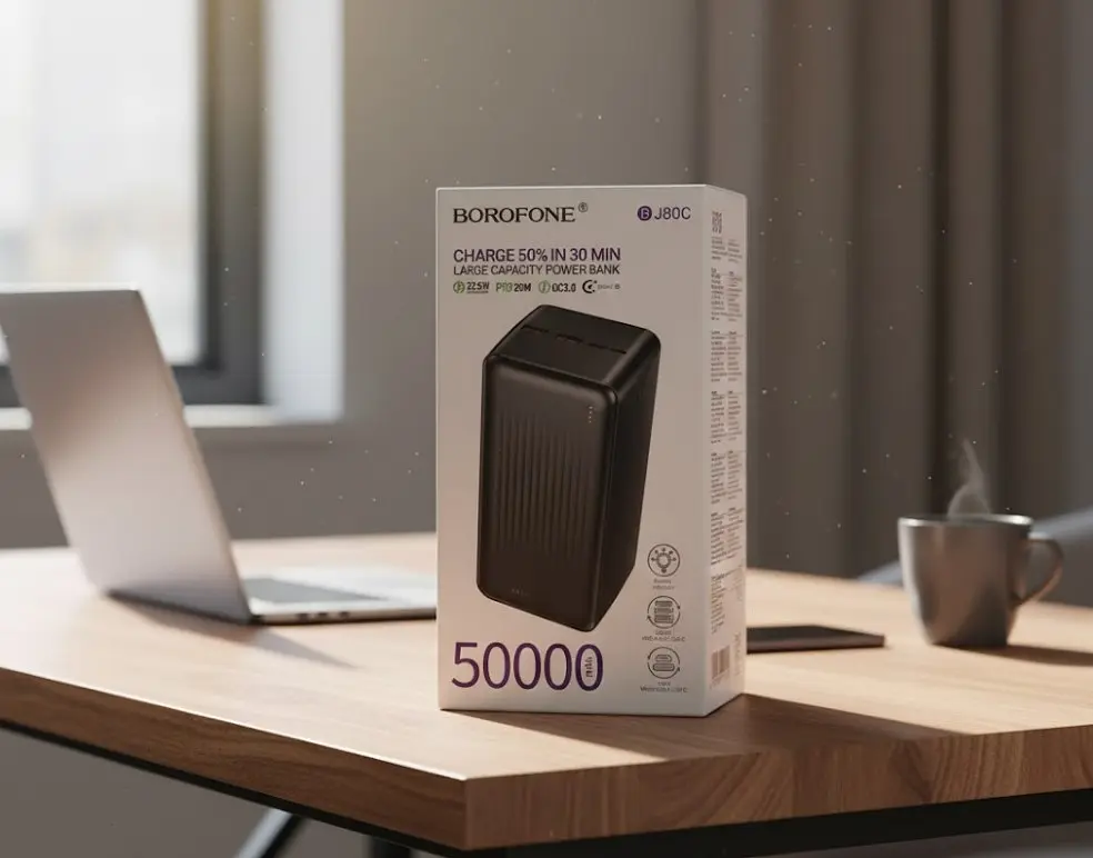 Повербанк Borofone Power Bank BJ80C Clever 50000 mAh 22.5W+PD20W Чорний (2104619005) - фото 7