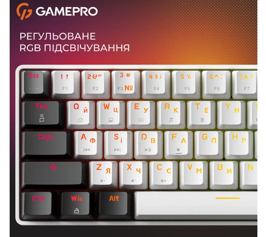 Клавіатура ігрова механічна GamePro GPMK-130BW USB Red Outemu Swithes Hot-Swap Black-White - фото 7