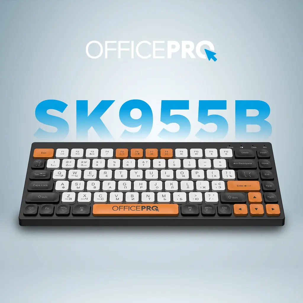 Клавіатура OfficePro SK955B Wireless/Bluetooth Black (SK955B) - фото 9