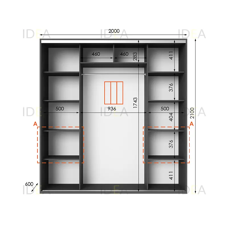 Шафа-купе Idea серія 7 200 x 60 x 210 см Антрацит - фото 2