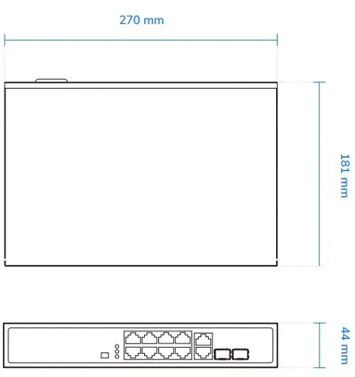 Комутатор Vivotek AW-FGT-100D-120, Unmanaged 8xFE PoE + 2xGE Combo Switch - фото 2